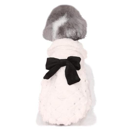 Cozy Chic Plush Bow Dog Coat - Stylish Spring And Autumn Pet Attire