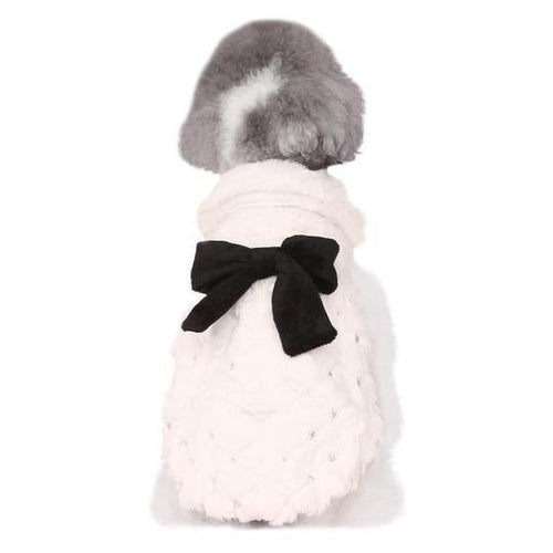 Cozy Chic Plush Bow Dog Coat - Stylish Spring And Autumn Pet Attire